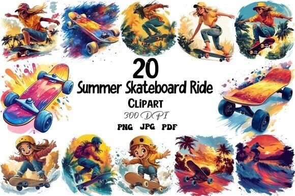 Download Summer Skateboard Ride Clipart - Boar Collection