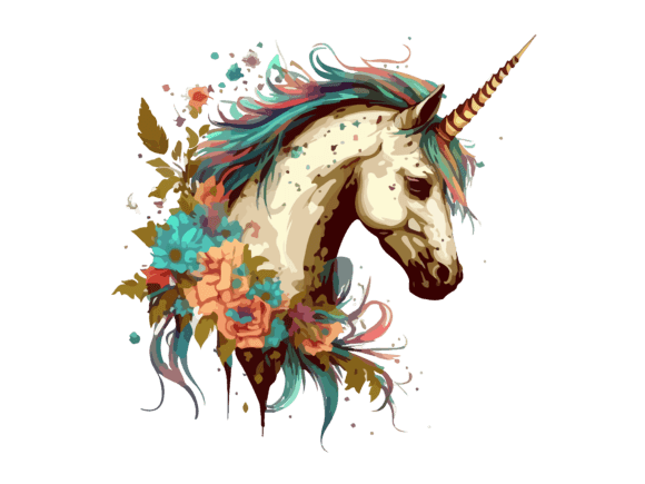Download Watercolor Floral Unicorn Vector Clipart - Premium Bundle