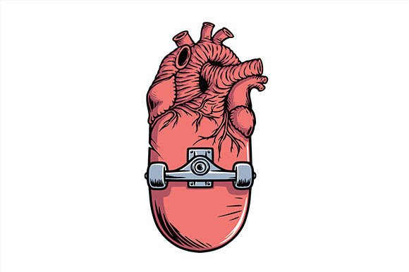 Download Skateboard and Heart Shape Illustration - Boar Collection