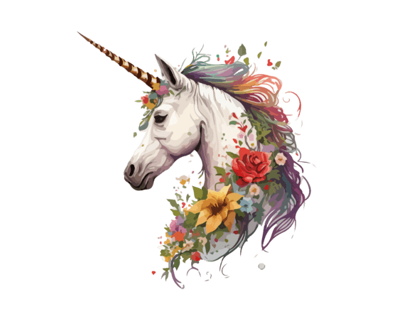 Download Watercolor Floral Unicorn Vector Clipart - Premium Resources